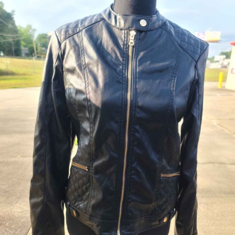 Cavalini Faux Leather Vegan Polyurethane Jacket Women Size Medium